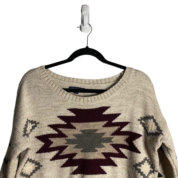 American Eagle Aztec Tribal Crewneck Soft Knit Wool Sweater - Picture 2 of 8